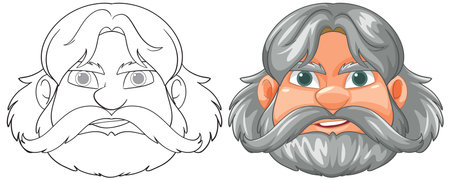 Detailed and outlined warrior face illustrationのイラスト素材