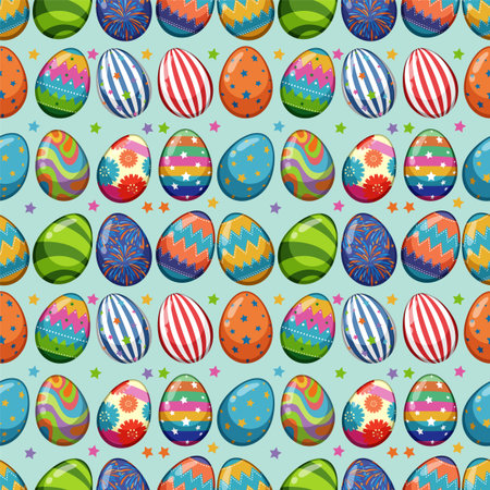 Seamless pattern of vibrant Easter eggsのイラスト素材