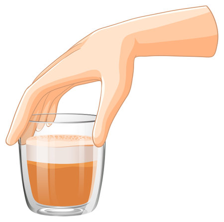Hand grasping a glass of coffeeのイラスト素材
