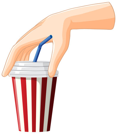 Hand holding a drink with a strawのイラスト素材