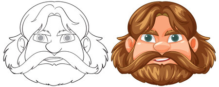 Bearded warrior with detailed facial featuresのイラスト素材
