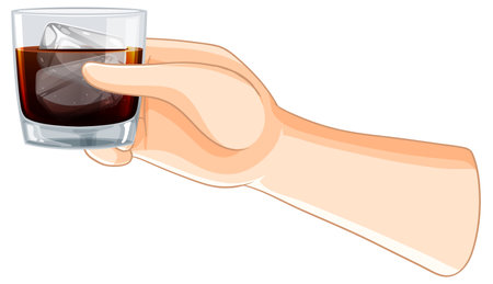 Illustration of a hand with a drinkのイラスト素材
