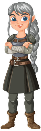 A brave warrior with braided hairのイラスト素材