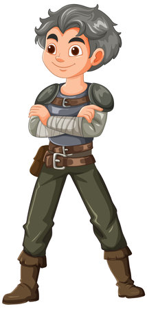 A young warrior standing confidentlyのイラスト素材