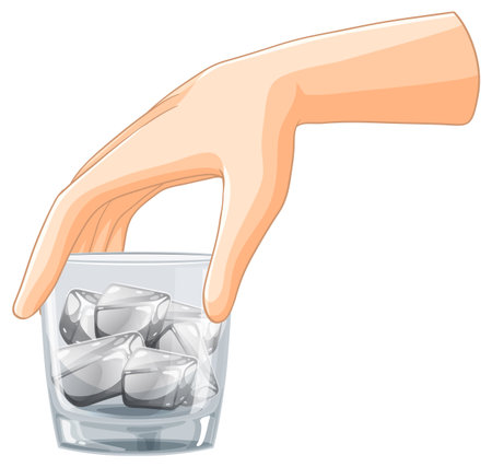Illustration of a hand holding a glass of iceのイラスト素材