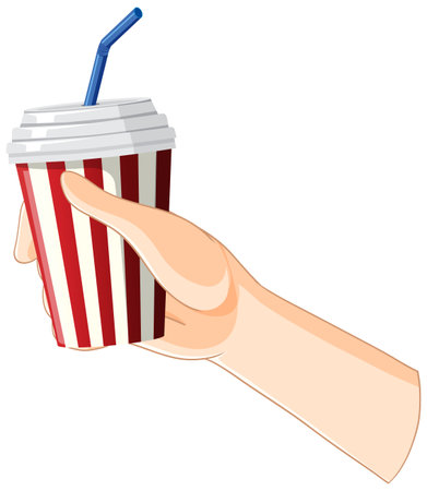 Hand holding a drink with a strawのイラスト素材