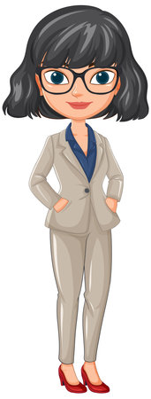Illustration of a woman in a beige suitのイラスト素材