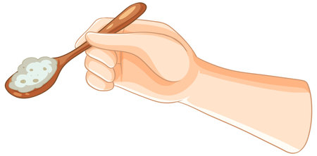Illustration of a hand with a spoonのイラスト素材