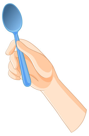 Illustration of a hand gripping a spoonのイラスト素材