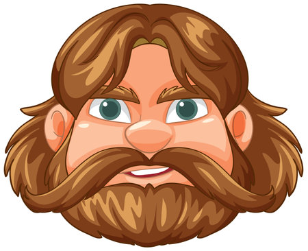 Smiling warrior with long hair and beardのイラスト素材