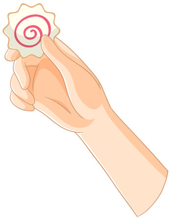 Illustration of a hand holding a spiral cookieのイラスト素材