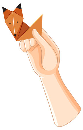 Hand holding an origami fox, symbolizing creativityのイラスト素材