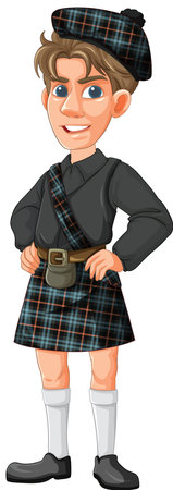Illustration of a person in traditional Scottish dressのイラスト素材