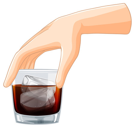 Illustration of a hand with a drink glassのイラスト素材