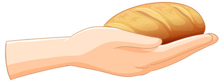 Illustration of a hand offering a loaf of breadのイラスト素材