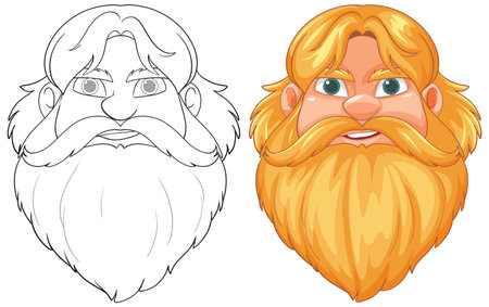 Bearded warrior with detailed facial featuresのイラスト素材