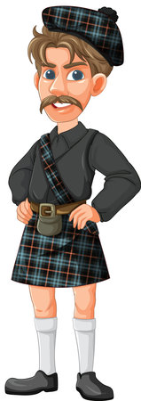 Illustration of a man wearing a Scottish kiltのイラスト素材