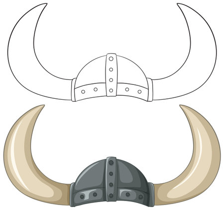 Two Viking helmets with large hornsのイラスト素材