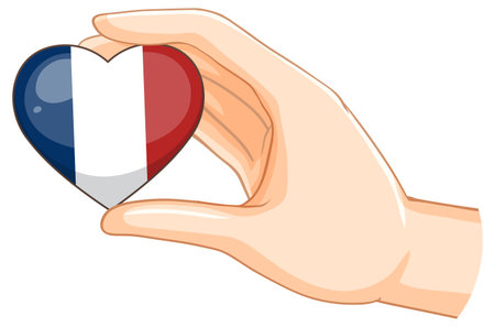Illustration of a hand holding a heart-shaped flagのイラスト素材