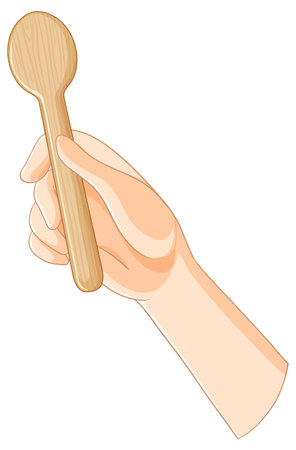 Illustration of a hand gripping a wooden spoonのイラスト素材