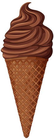 Chocolate ice cream in a waffle coneのイラスト素材