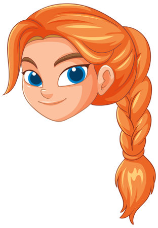 Cartoon girl with blue eyes and braidのイラスト素材