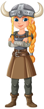 Young Viking girl with braided hairのイラスト素材