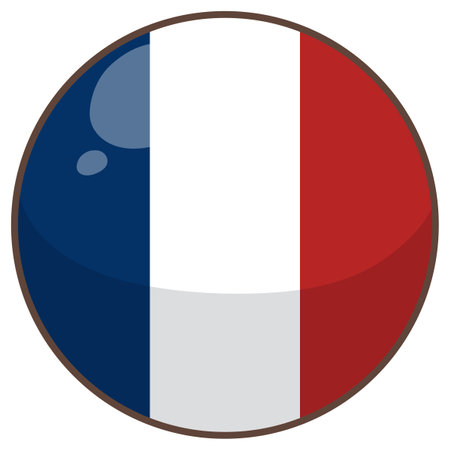 Circular French flag with glossy effectのイラスト素材