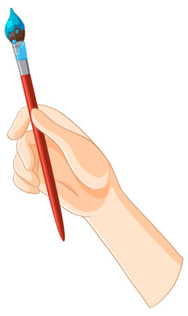 Illustration of a hand with a paintbrushのイラスト素材
