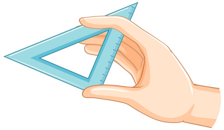 Illustration of a hand holding a triangle rulerのイラスト素材