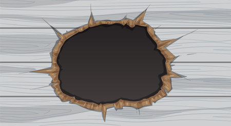 Illustration of a hole in wooden planksのイラスト素材