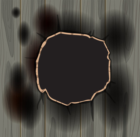 Charred wood with a central dark holeのイラスト素材