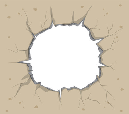Illustration of cracked ground with central holeのイラスト素材