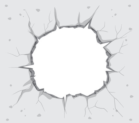 Illustration of a cracked wall with empty spaceのイラスト素材
