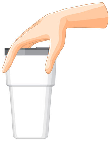 Illustration of a hand grasping a cupのイラスト素材