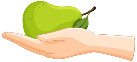 Illustration of a hand holding a green pearのイラスト素材