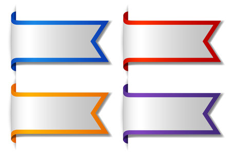 Four vibrant banners with different colored edgesのイラスト素材