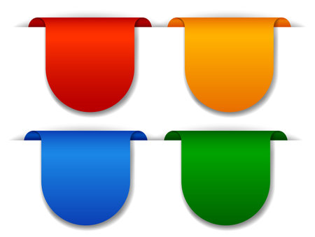 Four vibrant tabs in red, orange, blue, greenのイラスト素材