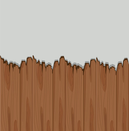 Illustration of a wooden fence with jagged topのイラスト素材