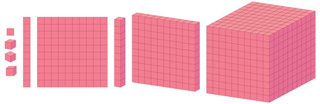Illustration of various sized mathematical blocks and cubesのイラスト素材