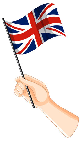 Illustration of a hand waving a UK flagのイラスト素材