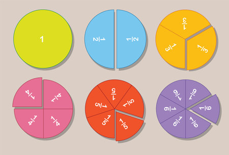 Six circles divided into fractional segmentsのイラスト素材