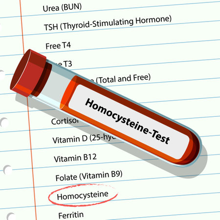 Illustration of a homocysteine blood test vialのイラスト素材