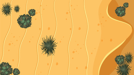 Top view of desert with cacti and sand dunesのイラスト素材