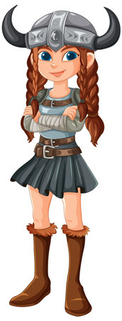 Young Viking girl in traditional armorのイラスト素材