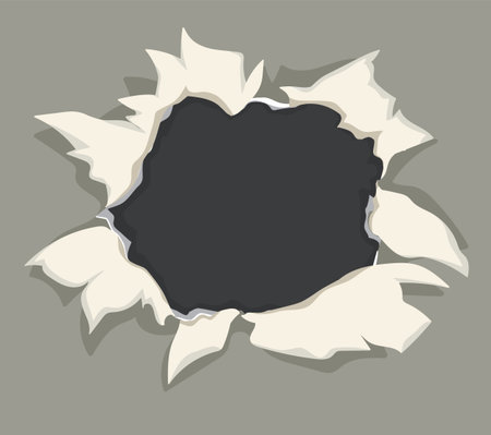 Illustration of ripped paper with dark holeのイラスト素材