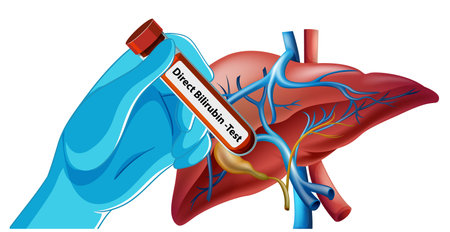 Illustration of liver and blood test vialのイラスト素材