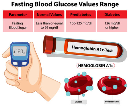 Illustration of glucose meter and blood test tubeのイラスト素材
