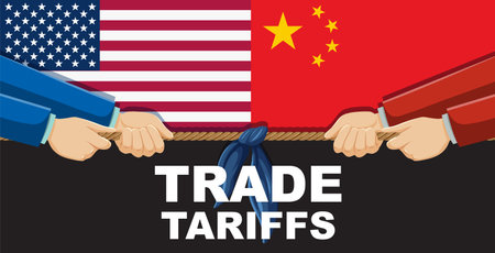 Illustration of US-China trade tensionsのイラスト素材