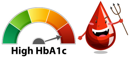 Blood drop character with high HbA1c gaugeのイラスト素材